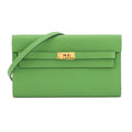 Hermes Kelly Wallet Long to Go Vert Yucca Gold