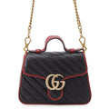 Gucci GG Marmont Mini Top Handle Leather 2-Way Shoulder Bag Black