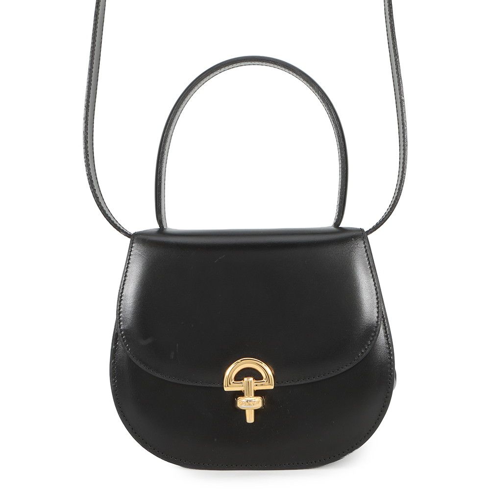 Celine Vintage Leather 2-Way Shoulder Bag Black
