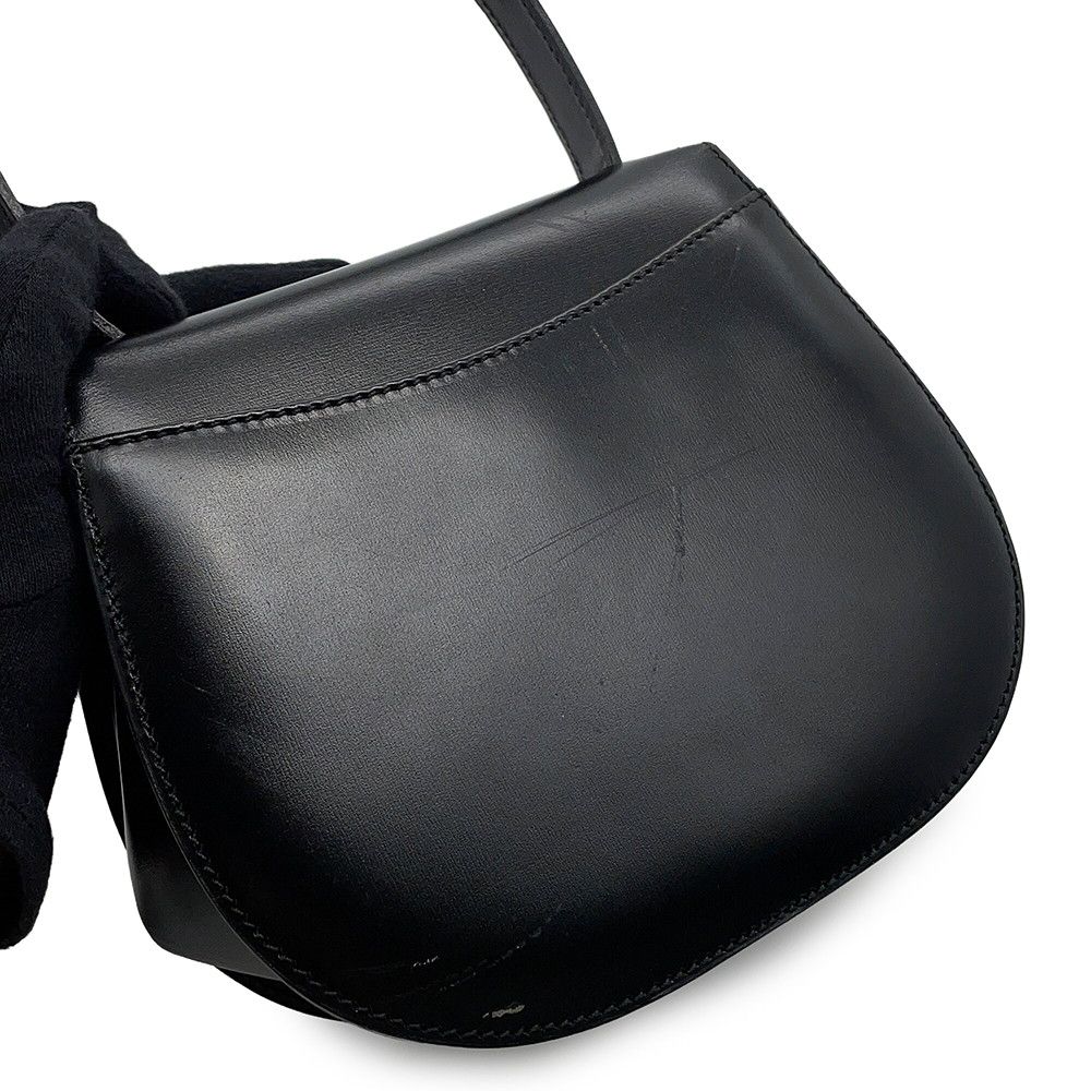 Celine Vintage Leather 2-Way Shoulder Bag Black — view 8