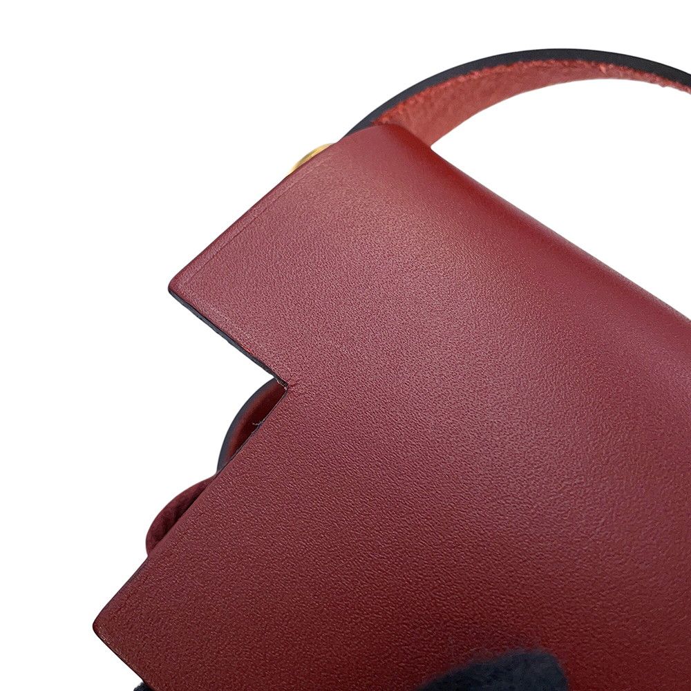 Hermes Shoulder Bag Herbag Zip Mini Rouge Ash Gold Toile Military Vache Hunter — view 6