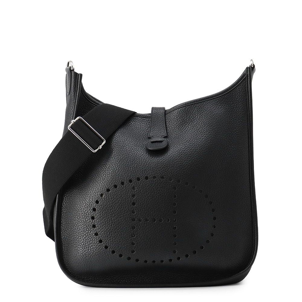 Hermes Shoulder Bag Evelyne 3 PM Black Silver Taurillon Clemence