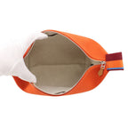 Hermes Pouch Bride-a-Brac Pavillon PM Orange Silver Canvas Case — view 5