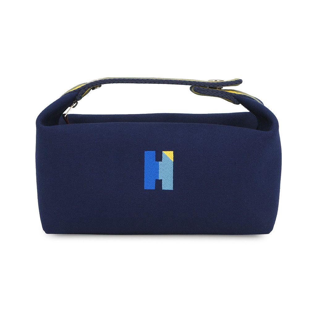 Hermes Pouch Bride-a-Brac PM Marine Silver Canvas Case