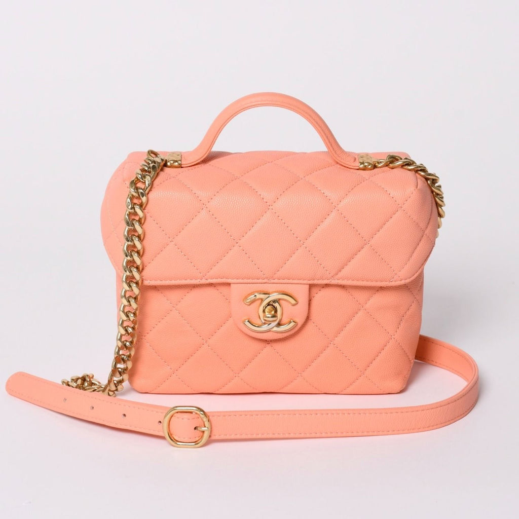 Chanel Vanity Chain Shoulder Bag 2-Way Base CC Logo Caviar Leather Pink