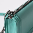Chanel Boy Large Chain Shoulder Bag CC Logo Calfskin Turquoise — view 5