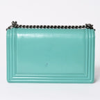 Chanel Boy Large Chain Shoulder Bag CC Logo Calfskin Turquoise — view 2