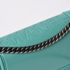 Chanel Boy Large Chain Shoulder Bag CC Logo Calfskin Turquoise — view 7