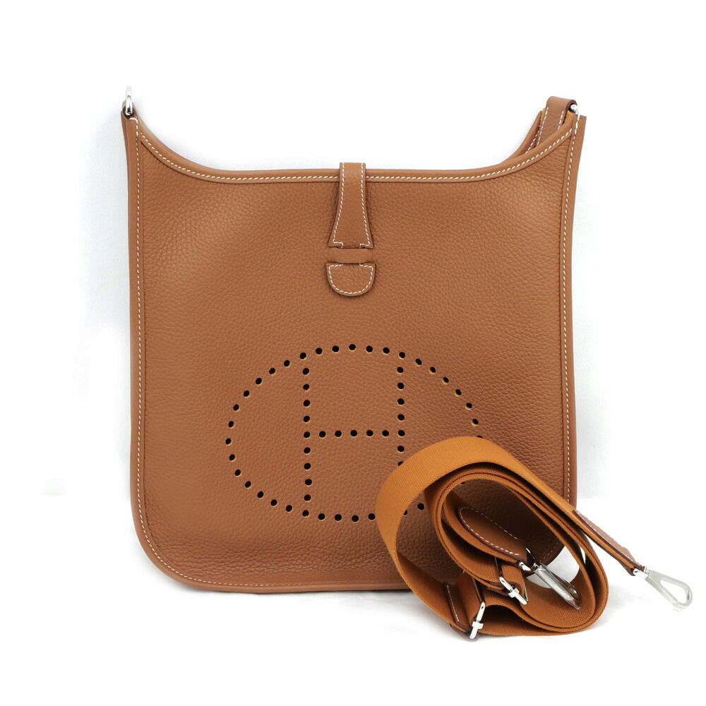 Hermes Evelyne 3 PM Gold Silver Taurillon Clemence Shoulder Bag