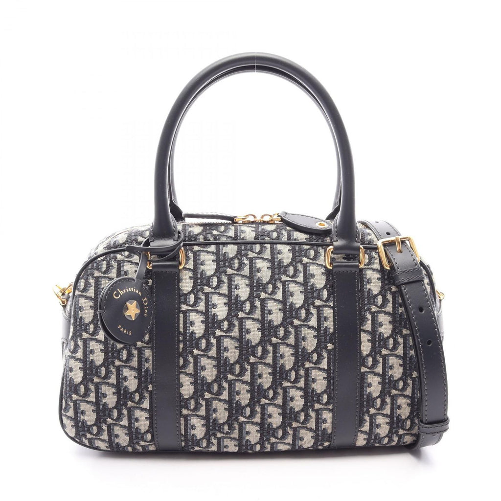 Dior D-vibe Bow Sling Bag Oblique 2-Way Navy Canvas Leather