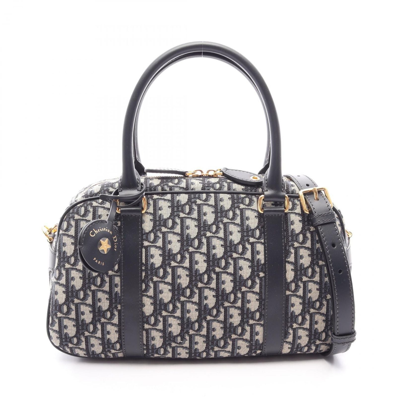 Dior D-vibe Bow Sling Bag Oblique 2-Way Navy Canvas Leather