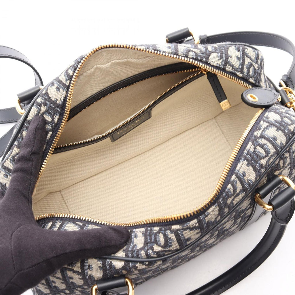 Dior D-vibe Bow Sling Bag Oblique 2-Way Navy Canvas Leather — view 3