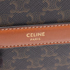 Celine Shoulder Bag Round Purse Triomphe Black Brown Canvas Leather — view 4