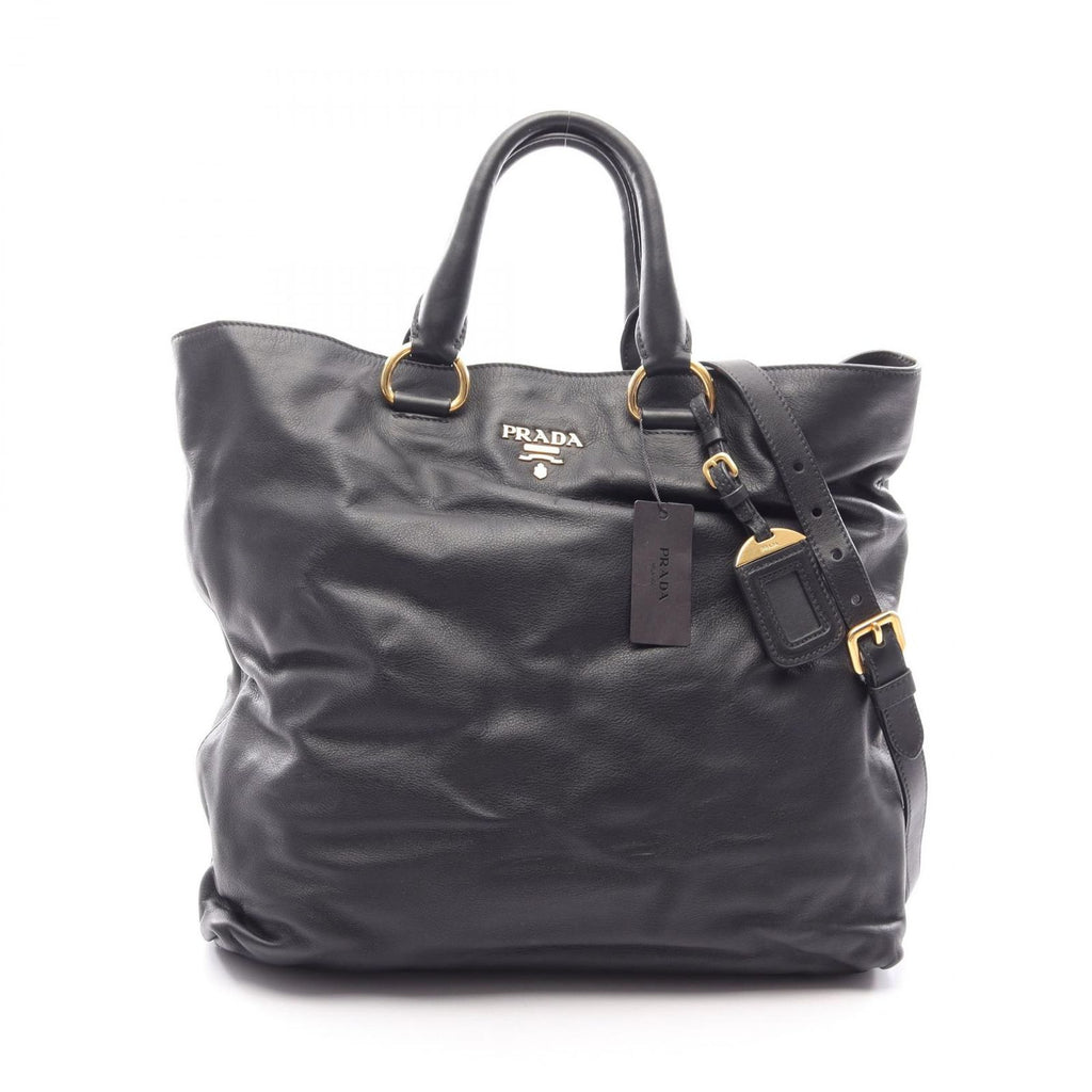 Prada Tote Soft Calf 2-Way Black Leather