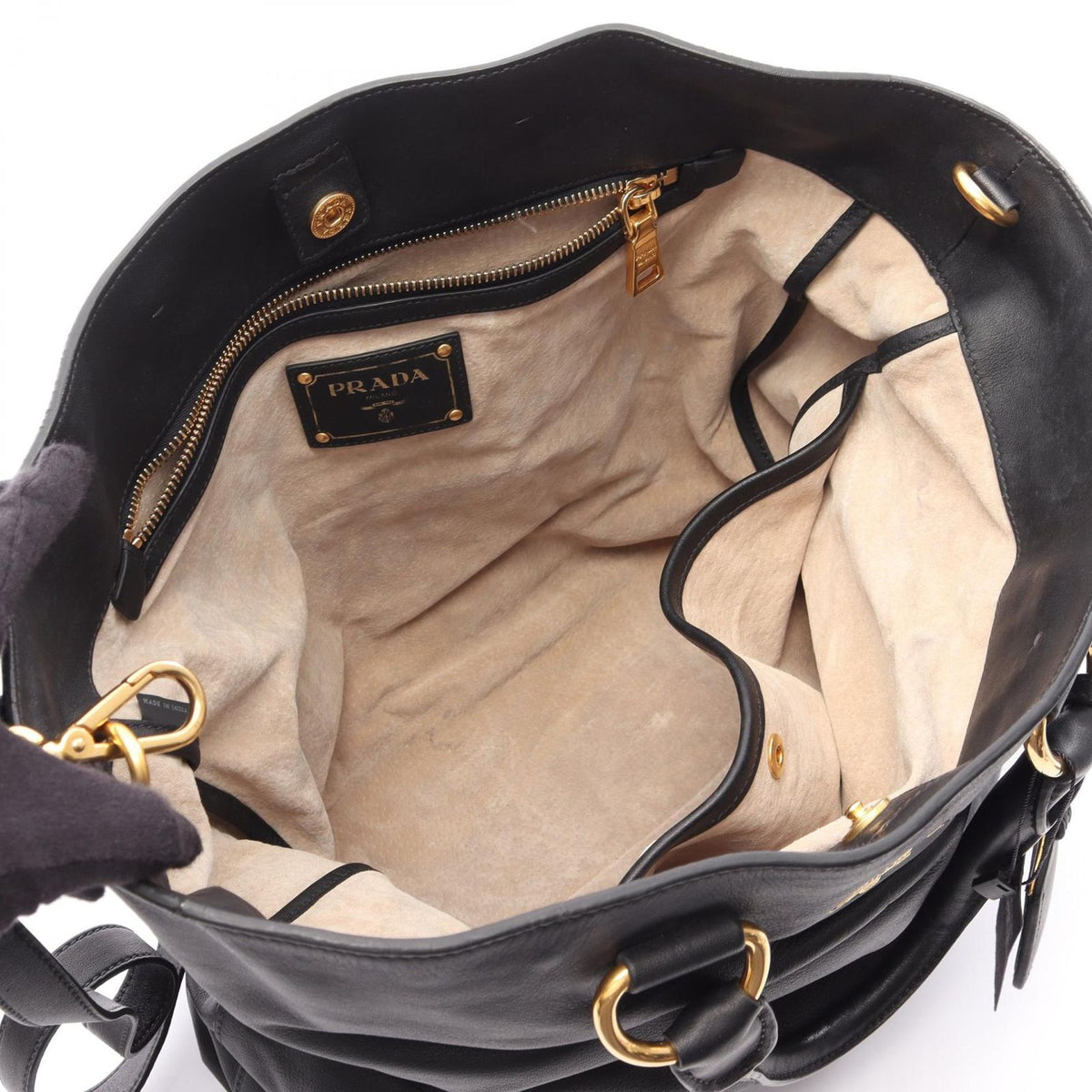 Prada Tote Soft Calf 2-Way Black Leather — view 3