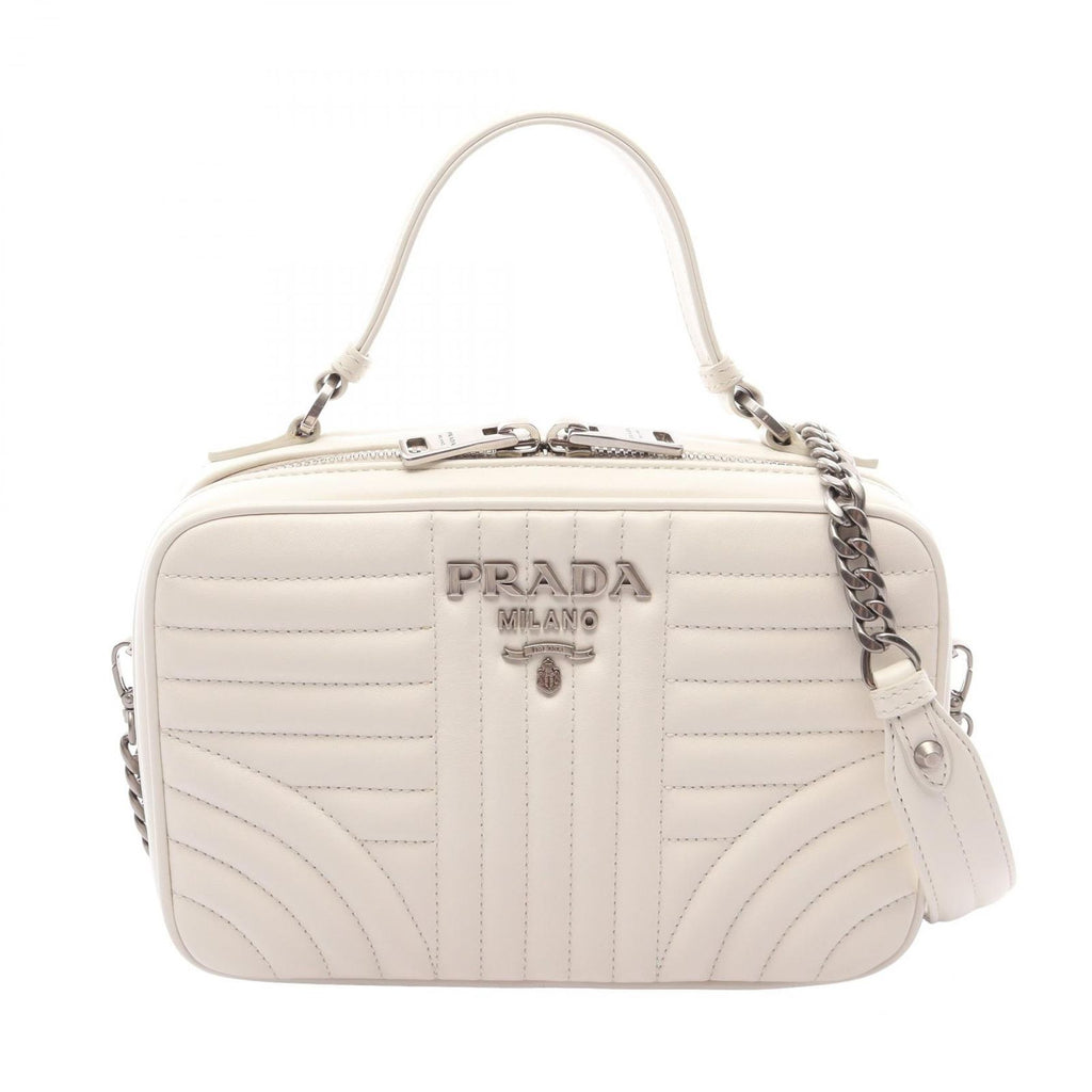 Prada Handbag Diagram 2-Way White Leather Chain
