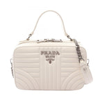 Prada Handbag Diagram 2-Way White Leather Chain