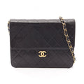 Chanel Shoulder Bag Quilted Single Flap Push Lock Black Lambskin Chain
