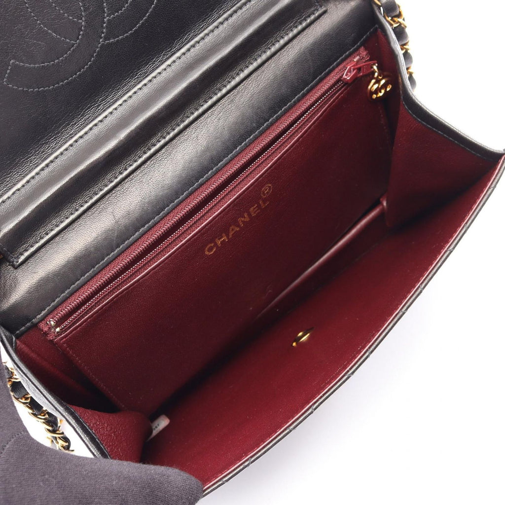 Chanel Shoulder Bag Quilted Single Flap Push Lock Black Lambskin Chain — view 3
