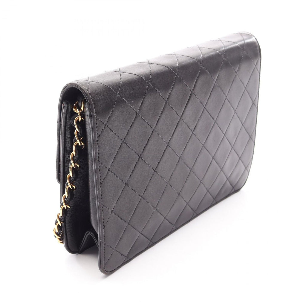 Chanel Shoulder Bag Quilted Single Flap Push Lock Black Lambskin Chain — view 2