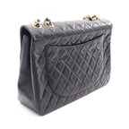 Chanel Shoulder Bag Big Quilted 34 Single Flap Black Lambskin Chain — view 2