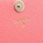 Chanel Shoulder Bag Quilted Pink Caviar Leather Chain Wallet — view 4