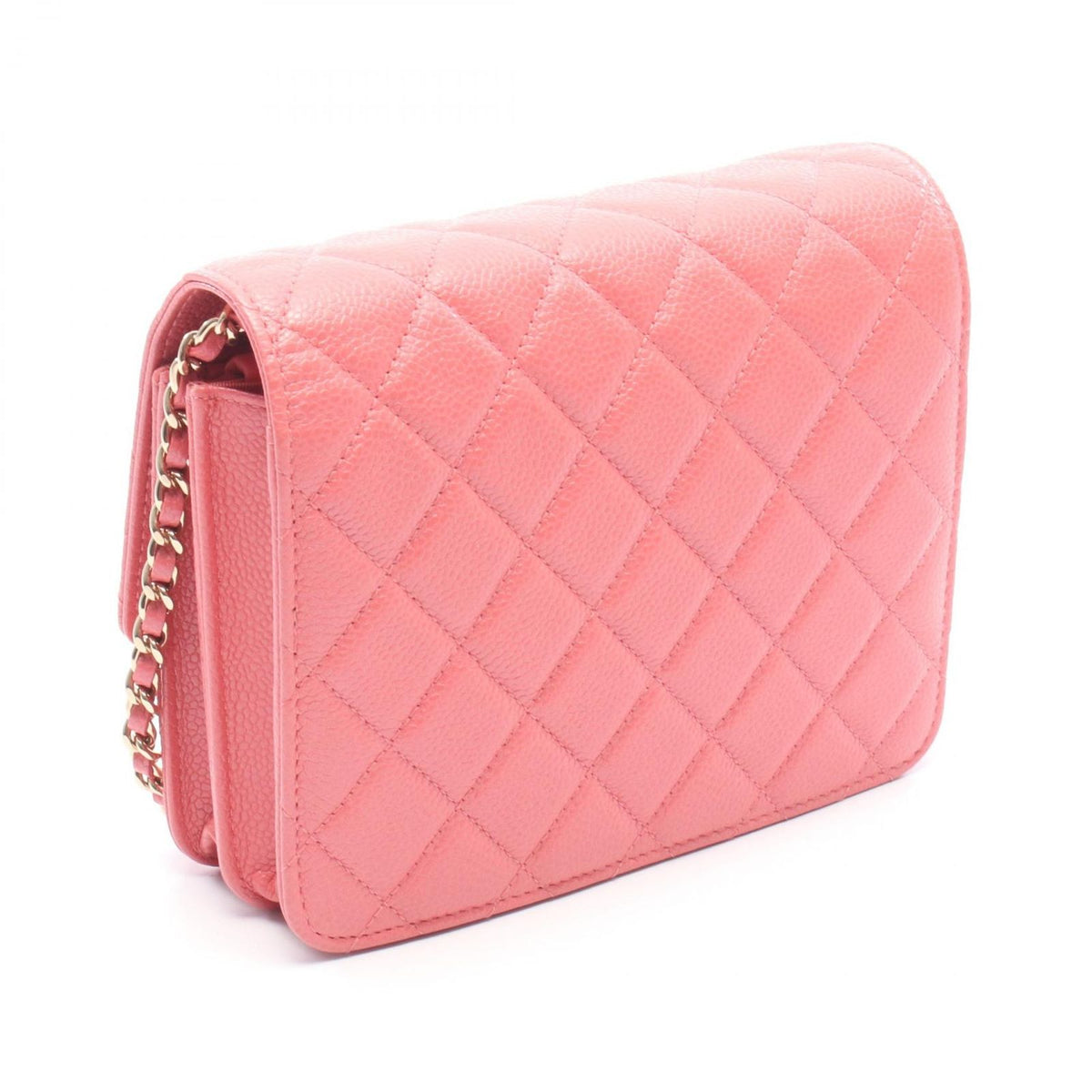 Chanel Shoulder Bag Quilted Pink Caviar Leather Chain Wallet — view 2