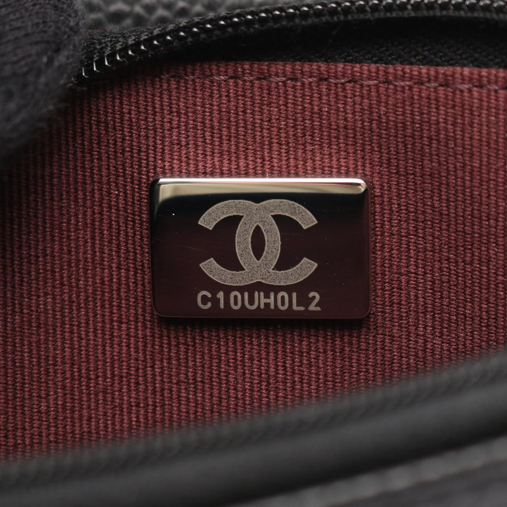 Chanel Shoulder Bag Quilted Black Caviar Leather Chain Wallet — view 6