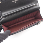 Chanel Shoulder Bag Quilted Black Caviar Leather Chain Wallet — view 3