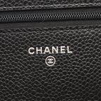 Chanel Shoulder Bag Quilted Black Caviar Leather Chain Wallet — view 5