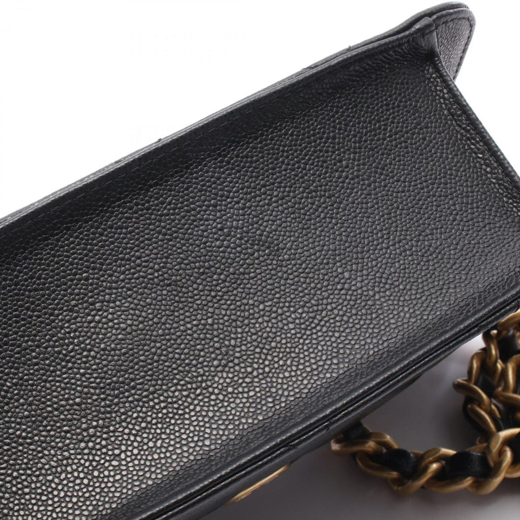 Chanel Shoulder Bag Quilted Small Flap Black Caviar Leather Chain — view 7
