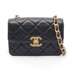 Chanel Shoulder Bag Quilted Small Flap Black Caviar Leather Chain