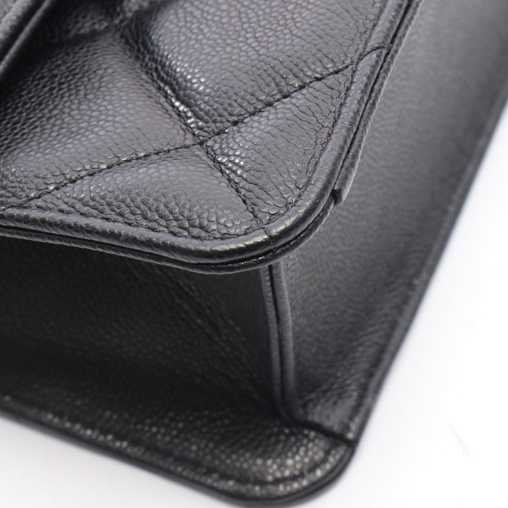 Chanel Shoulder Bag Quilted Small Flap Black Caviar Leather Chain — view 8