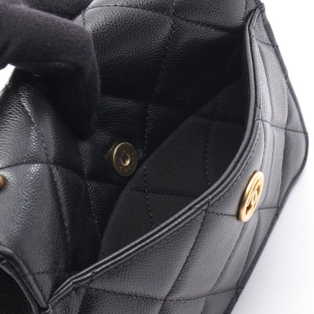 Chanel Shoulder Bag Quilted Small Flap Black Caviar Leather Chain — view 6