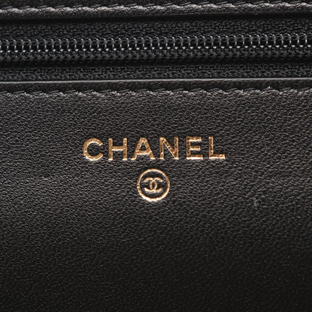 Chanel Shoulder Bag Quilted Egyptian Charm Black Lambskin Chain Wallet — view 5