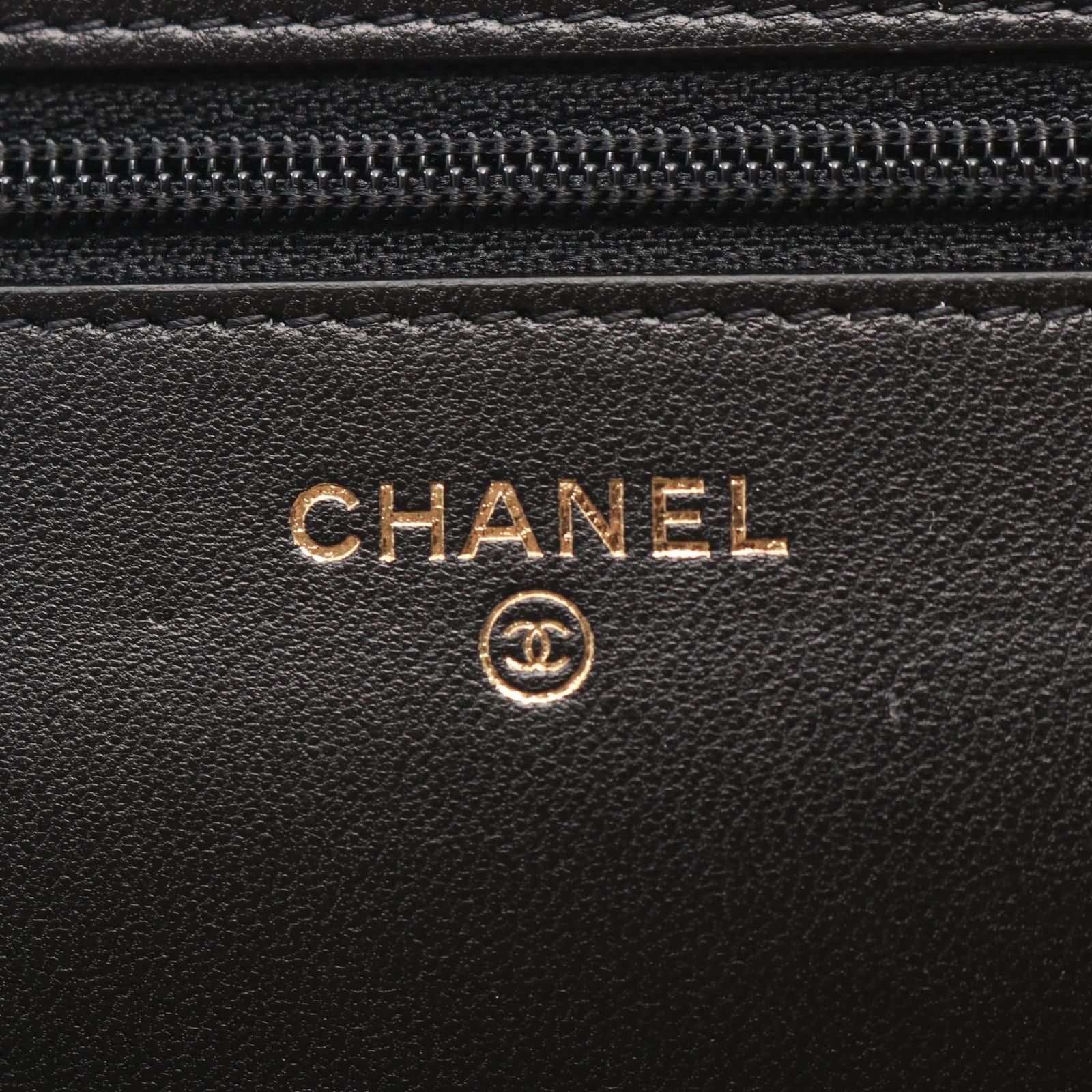 Chanel Shoulder Bag Quilted Egyptian Charm Black Lambskin Chain Wallet — view 5