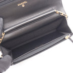 Chanel Shoulder Bag Quilted Egyptian Charm Black Lambskin Chain Wallet — view 3