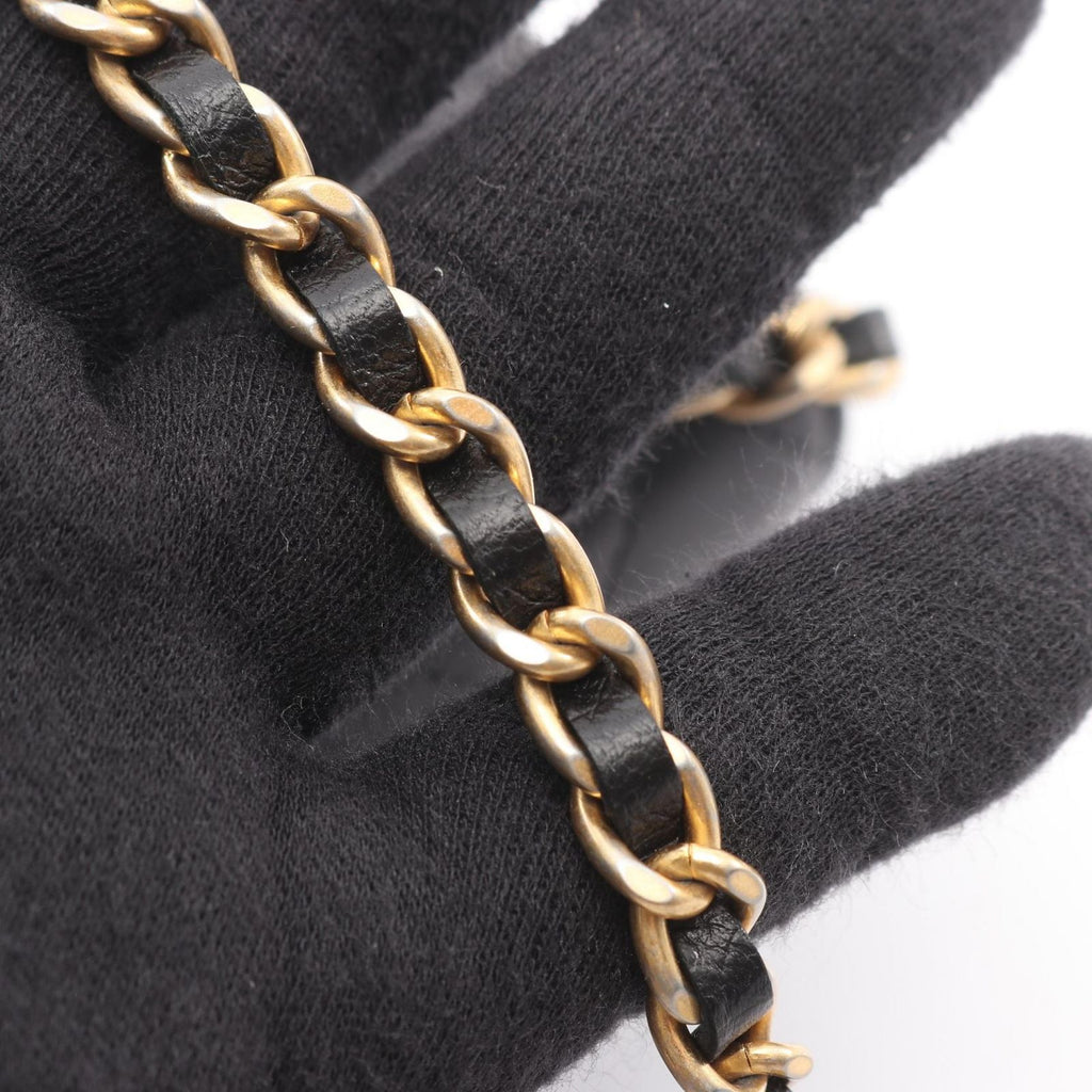 Chanel Shoulder Bag Quilted Egyptian Charm Black Lambskin Chain Wallet — view 8