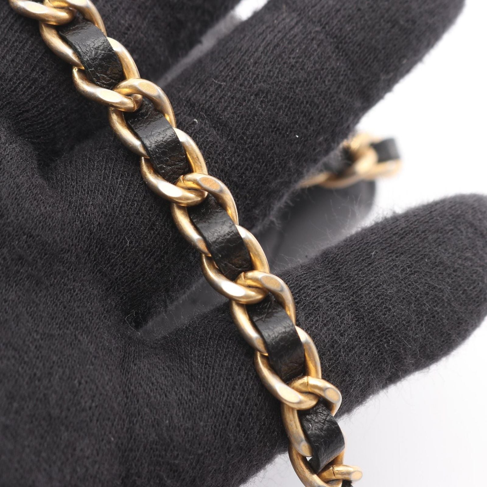Chanel Shoulder Bag Quilted Egyptian Charm Black Lambskin Chain Wallet — view 8