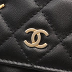 Chanel Shoulder Bag Quilted Egyptian Charm Black Lambskin Chain Wallet — view 7
