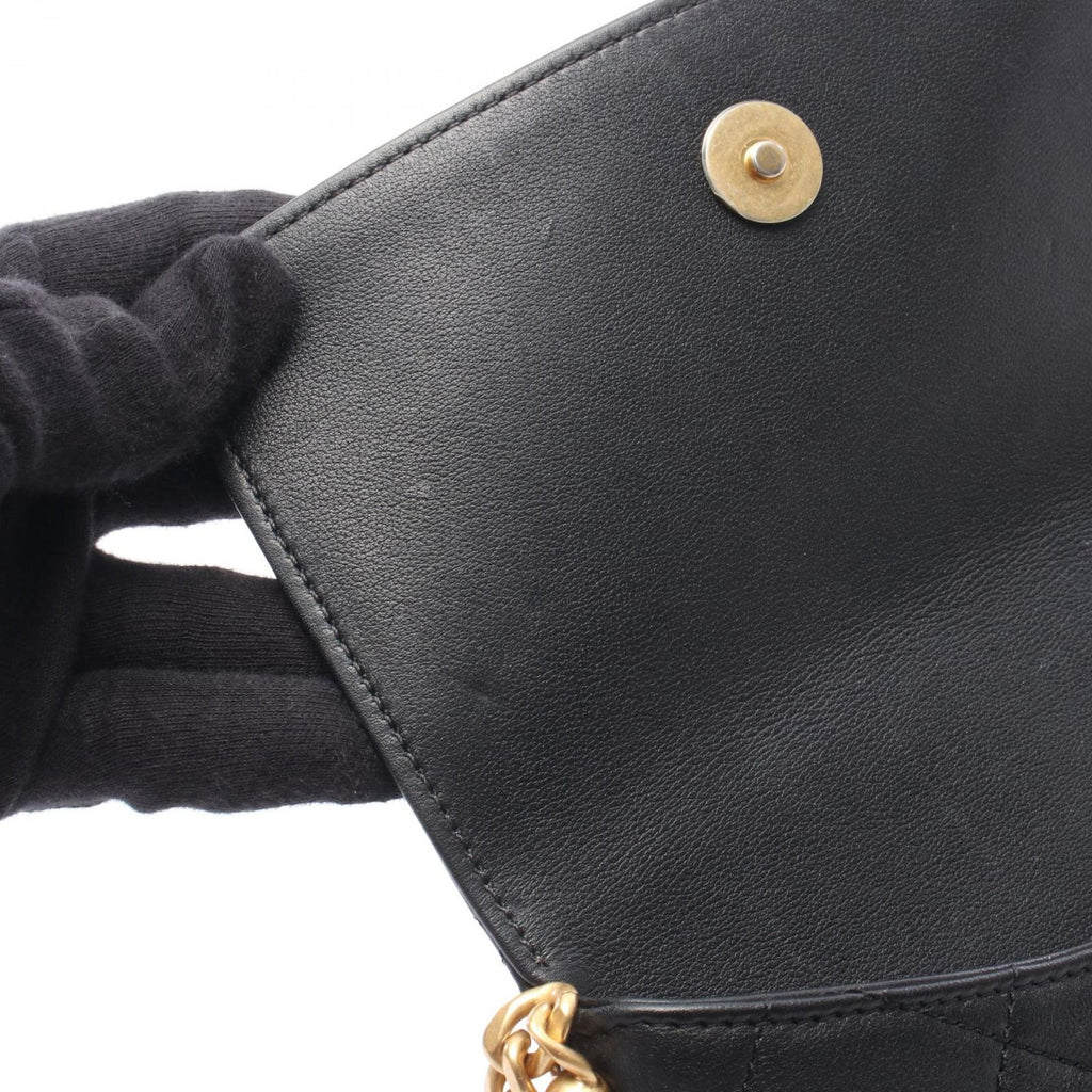Chanel Shoulder Bag Quilted Faux Pearl Bag Black Leather Chain — view 7