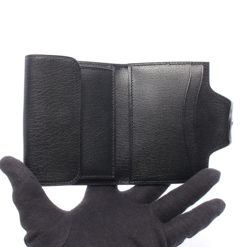 Hermes Trifold Wallet Illiade Compact Black Leather — view 3