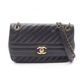 Chanel Shoulder Bag CC Logo Quilted Flap Black Leather Chain