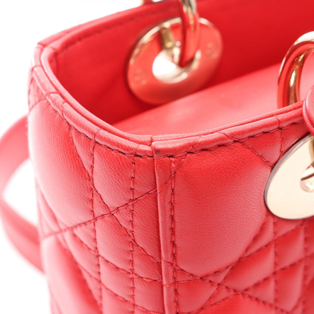 Dior Handbag Lady Dior MY Abcdior Lady Dior Small Cannage 2-Way Red Leather — view 5