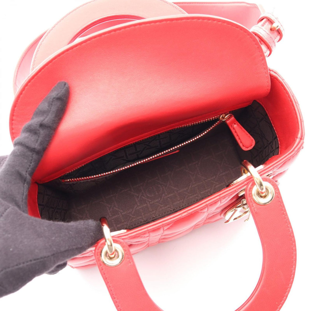 Dior Handbag Lady Dior MY Abcdior Lady Dior Small Cannage 2-Way Red Leather — view 3