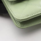 Chanel Shoulder Bag Quilted Black Light Green Lambskin Chain Wallet — view 9