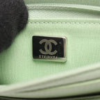 Chanel Shoulder Bag Quilted Black Light Green Lambskin Chain Wallet — view 6