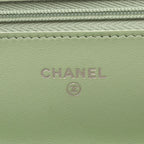 Chanel Shoulder Bag Quilted Black Light Green Lambskin Chain Wallet — view 5