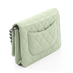 Chanel Shoulder Bag Quilted Black Light Green Lambskin Chain Wallet — view 2