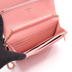 Chanel Shoulder Bag Quilted Pink Lambskin Chain Wallet — view 3